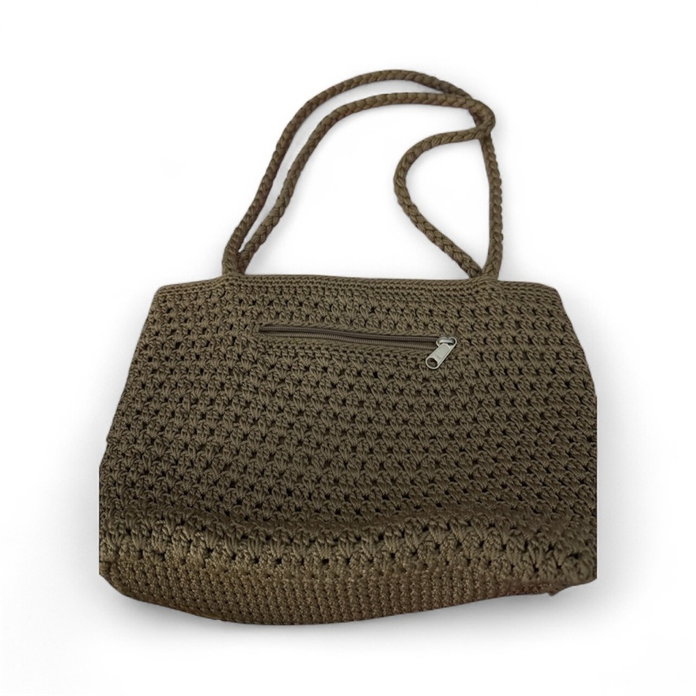 Lina Taupe Woven Shoulder Bag Crochet Tote - Picture 2 of 6
